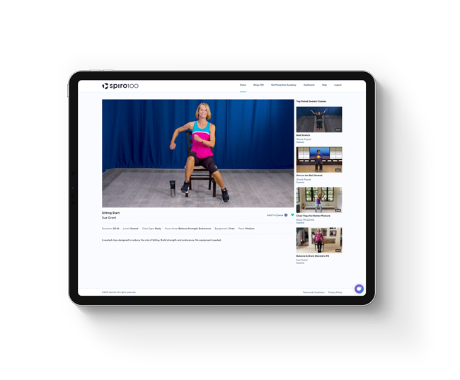 Fall Prevention classes on tablet